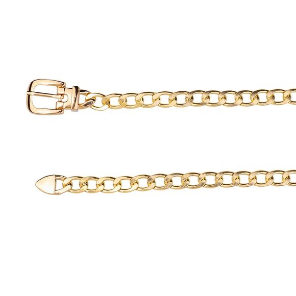 Metal Chain Belts Waist Chains Belts Decorated Belt Gold Round Buckle - Picture 2 of 5